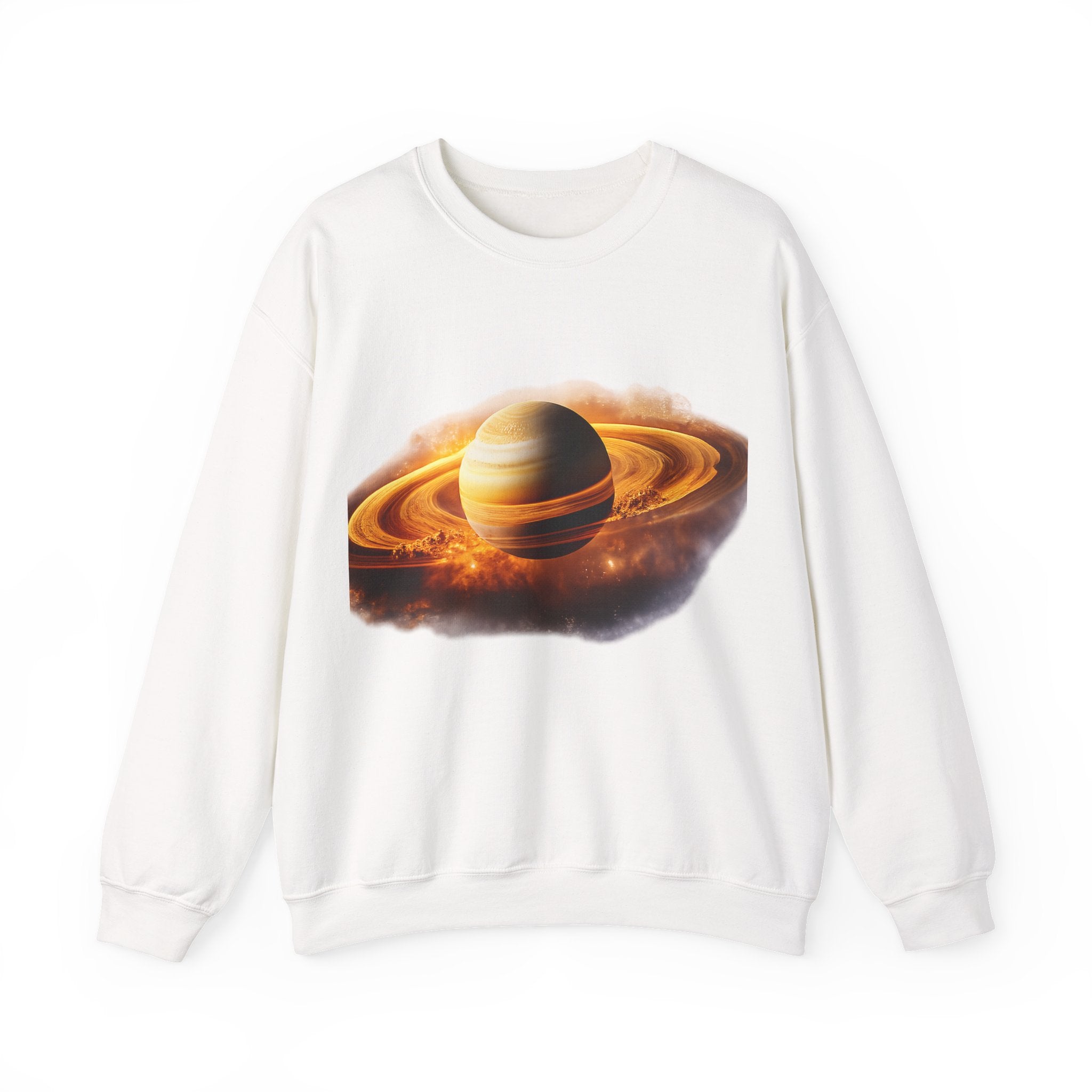 Saturn Nebula Crewneck Sweatshirt — Cosmic Planet Graphic Pullover