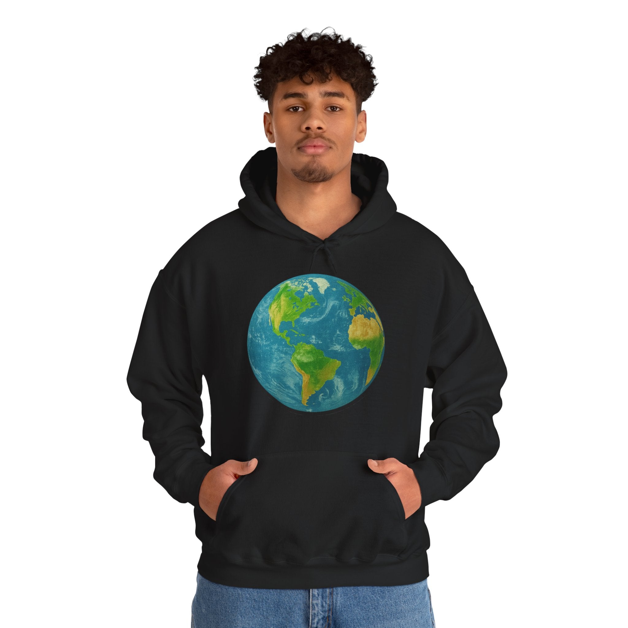 Earth Graphic Hoodie — Planet Globe Pullover for Environmental Lovers