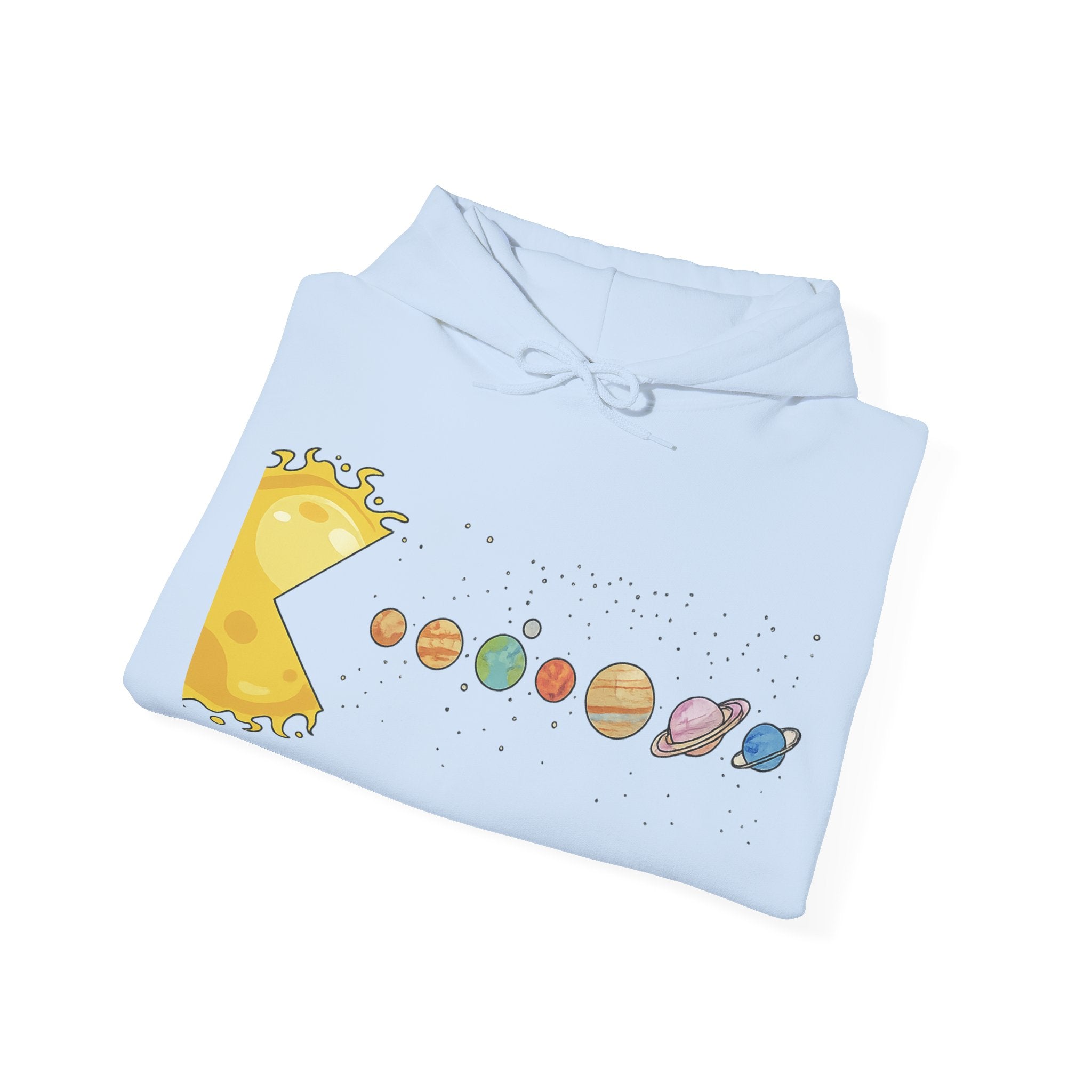 Hoodie - Cute Pac-Man Eating Solar System Graphic Hoodie