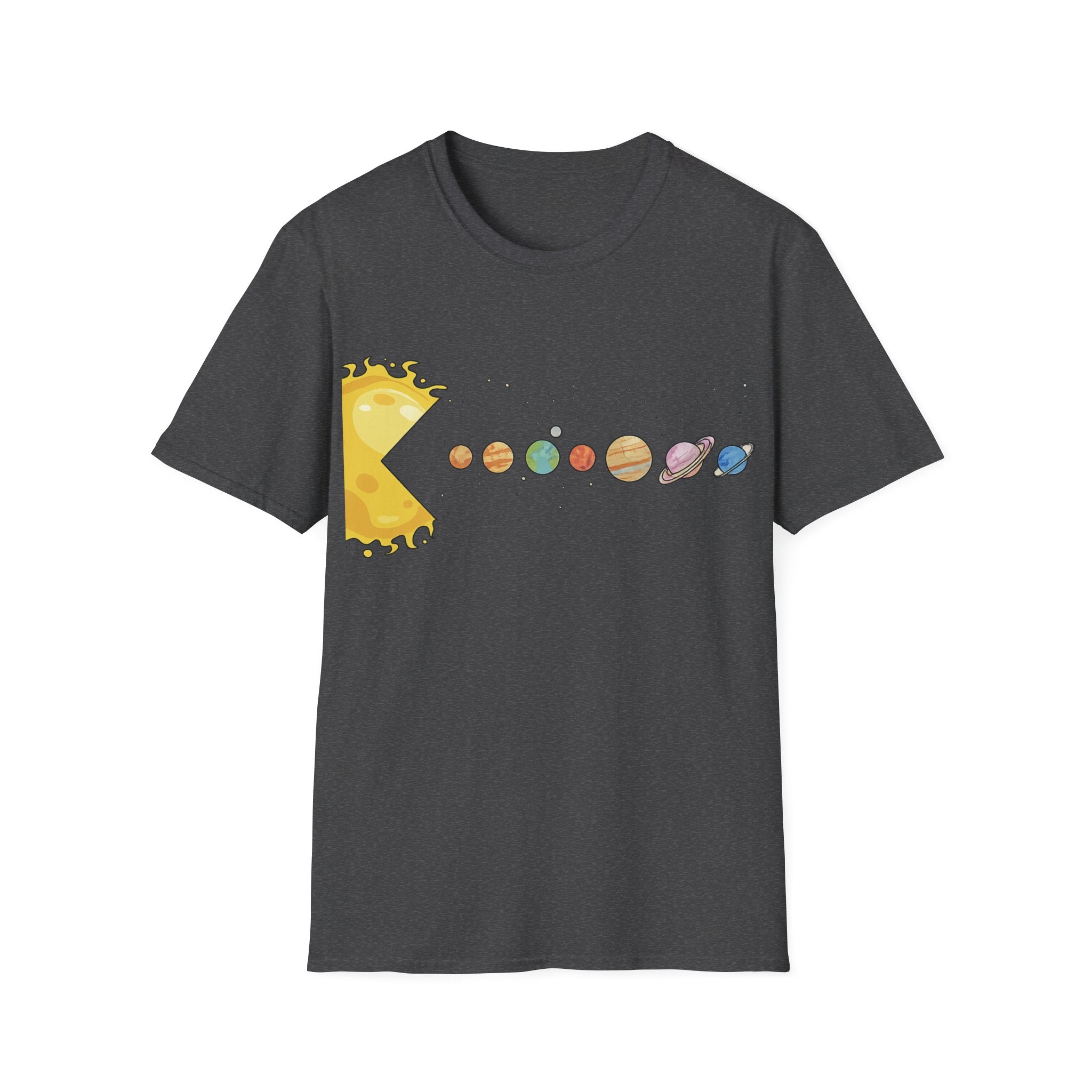 Solar System Pac-Man T-Shirt — Cute Planetary Gaming Tee