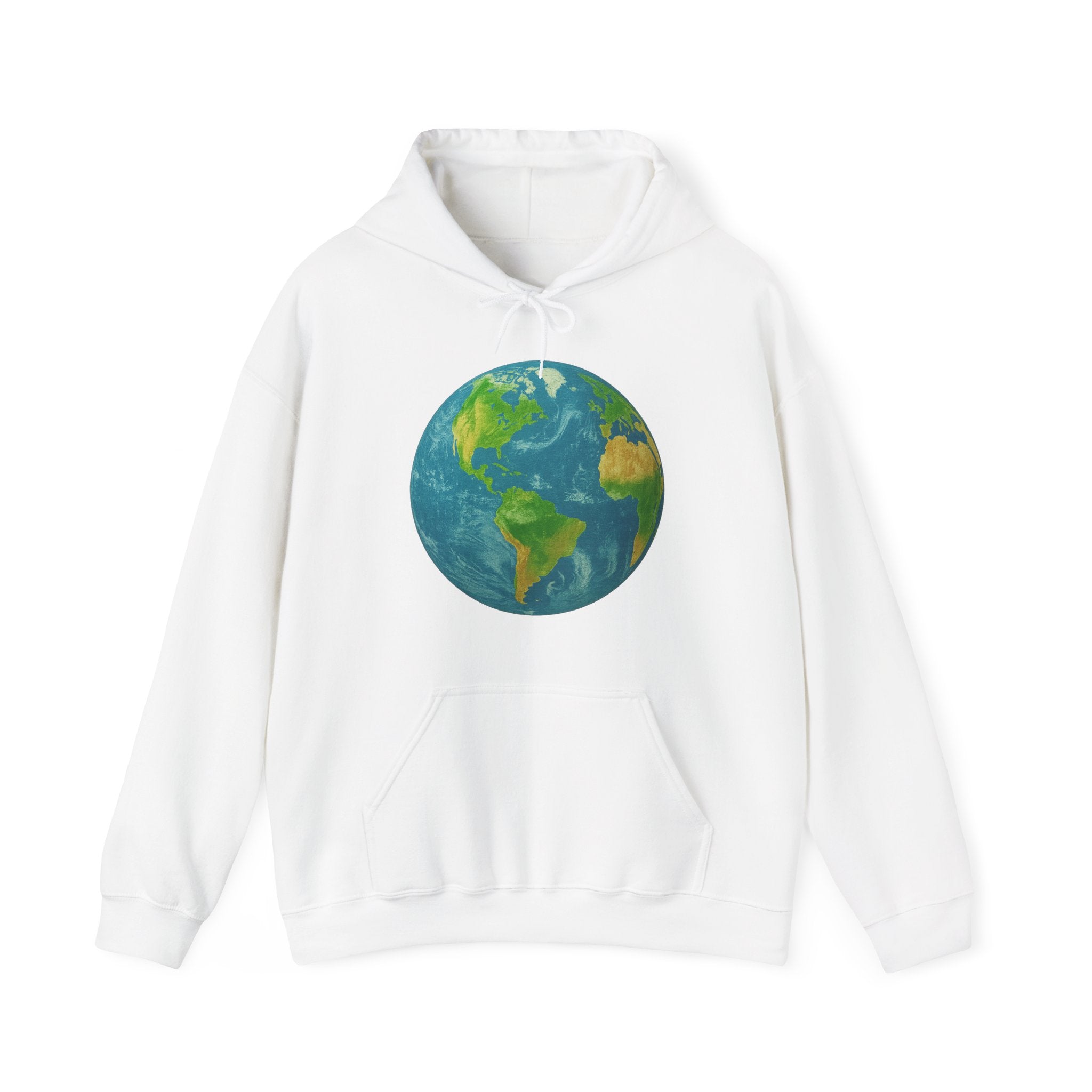 Earth Graphic Hoodie — Planet Globe Pullover for Environmental Lovers
