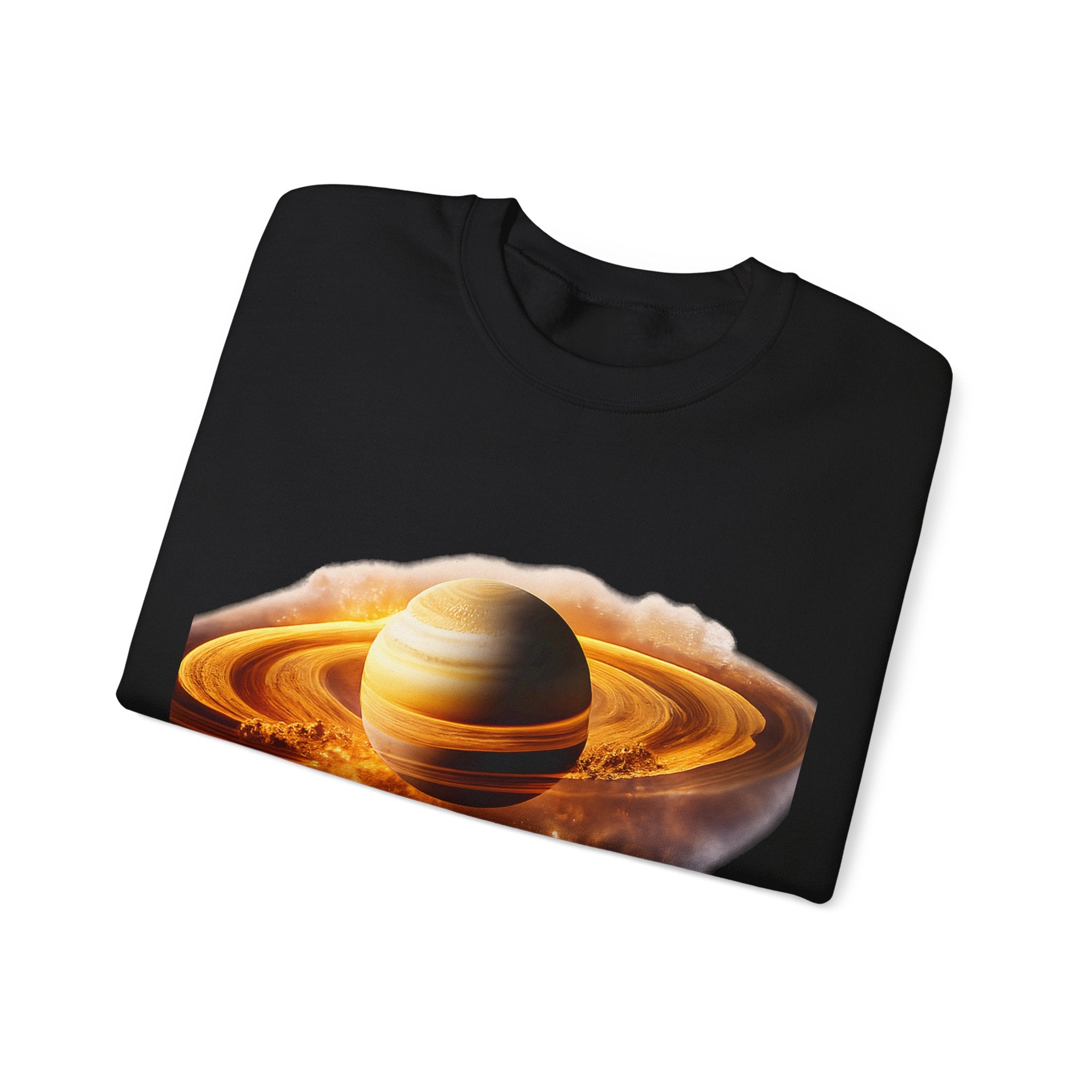 Saturn Nebula Crewneck Sweatshirt — Cosmic Planet Graphic Pullover