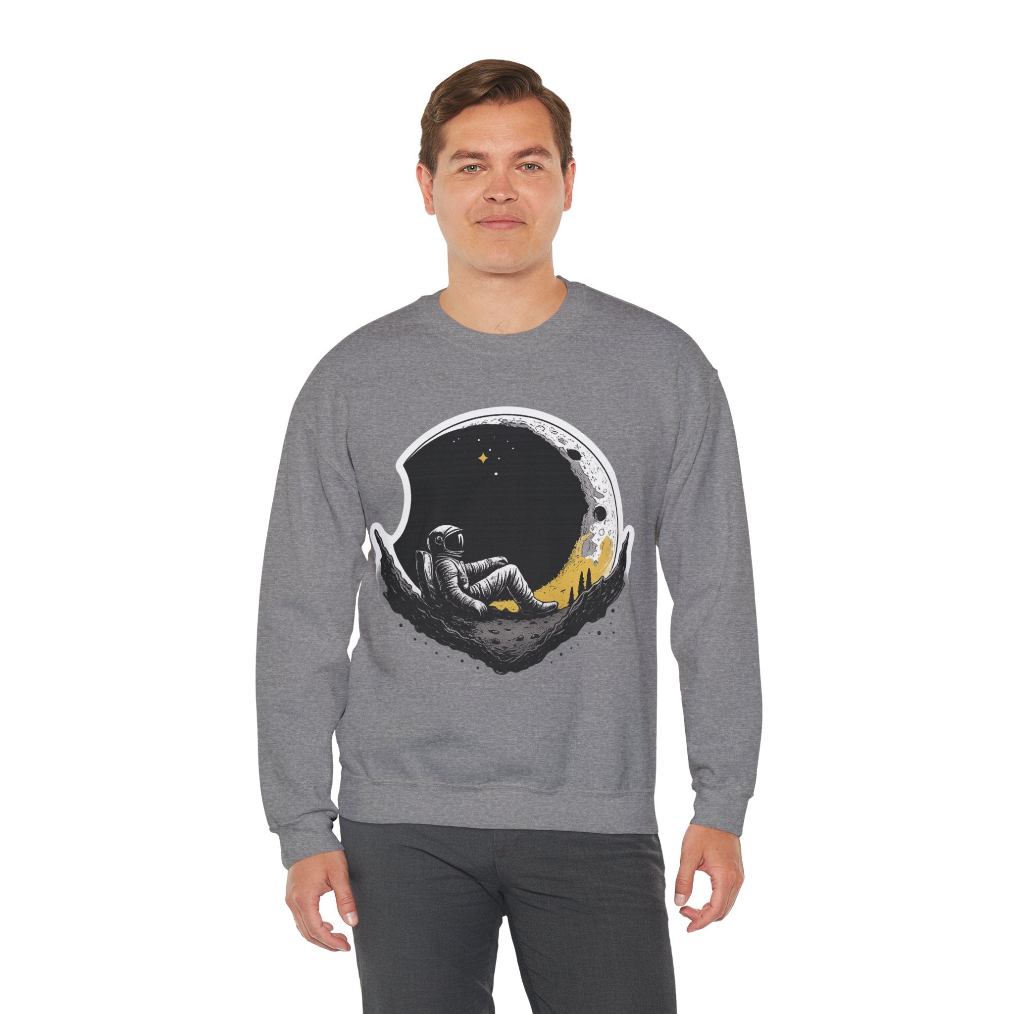 Astronaut Moon Lounge Sweatshirt — Retro Space Explorer Crewneck
