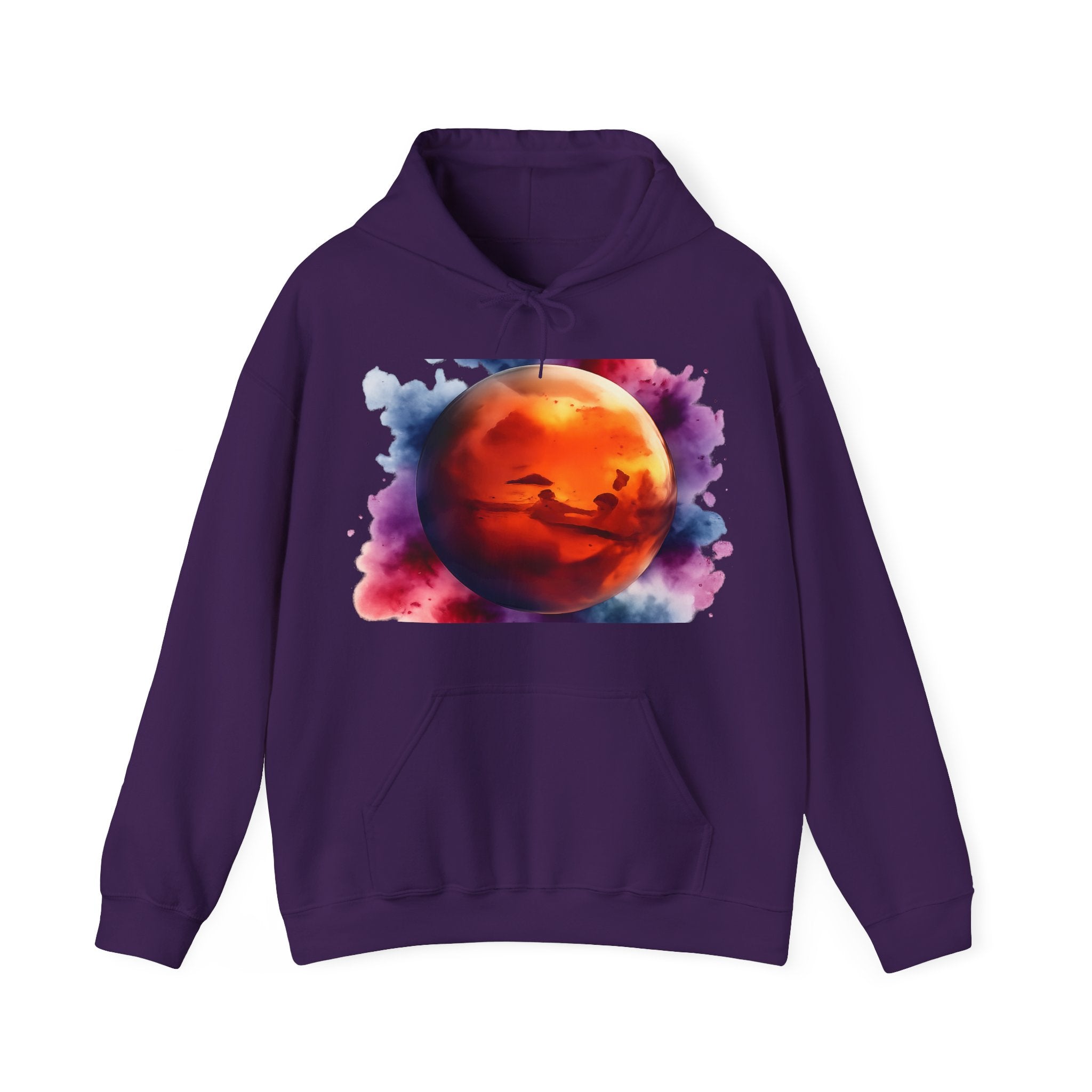 Mars Planet Pattern Hoodie — Watercolor Planet Graphic Hooded