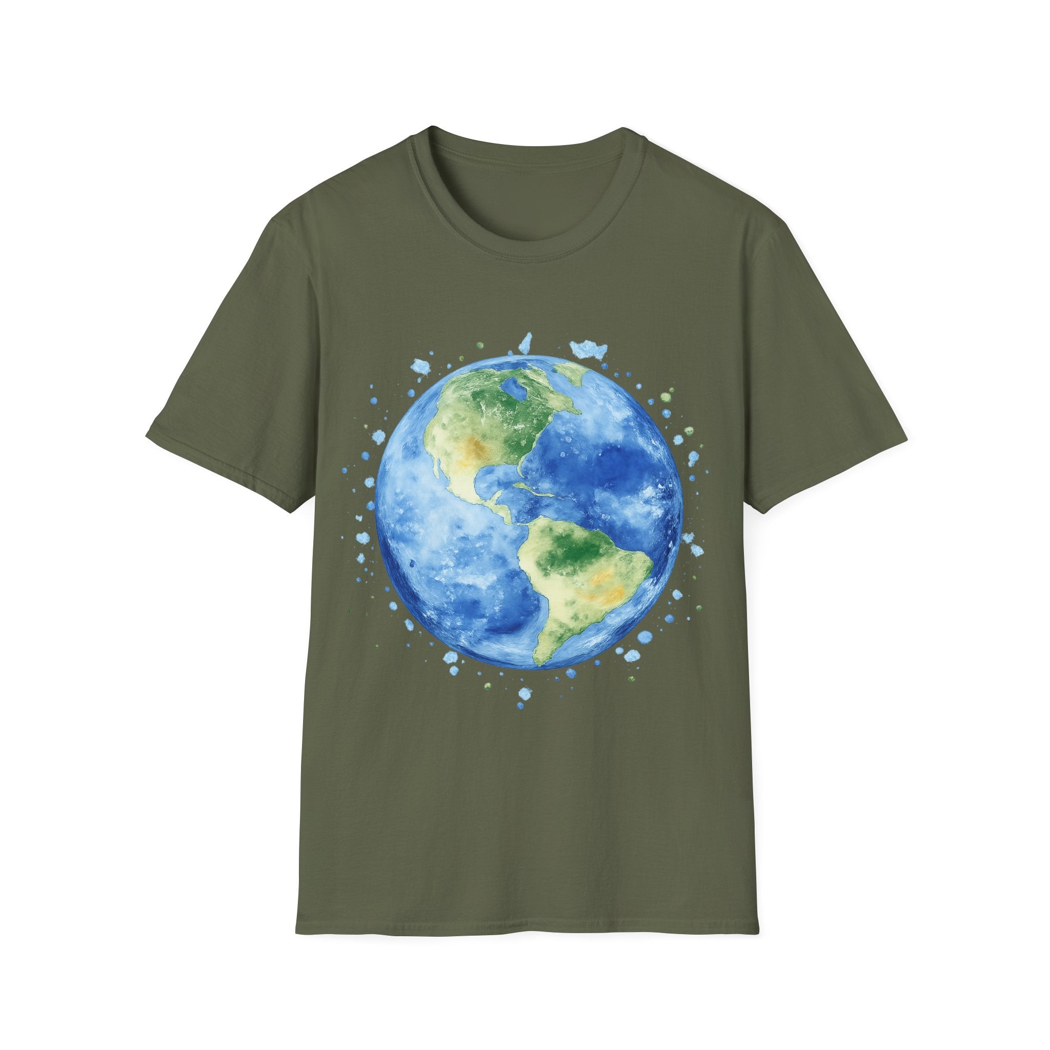 Earth Watercolor T-Shirt — Planet Earth Graphic Tee for Nature Lovers