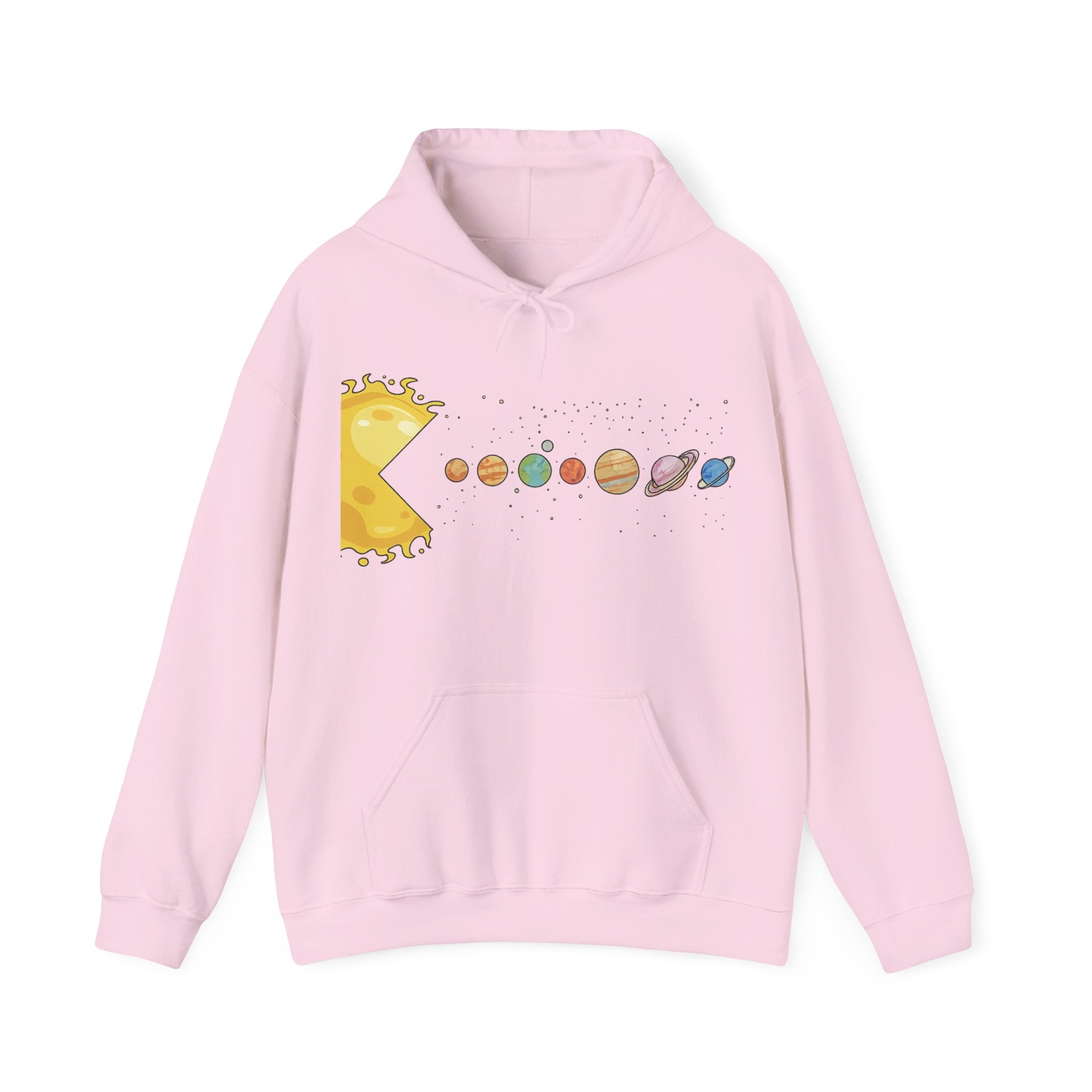 Hoodie - Cute Pac-Man Eating Solar System Graphic Hoodie