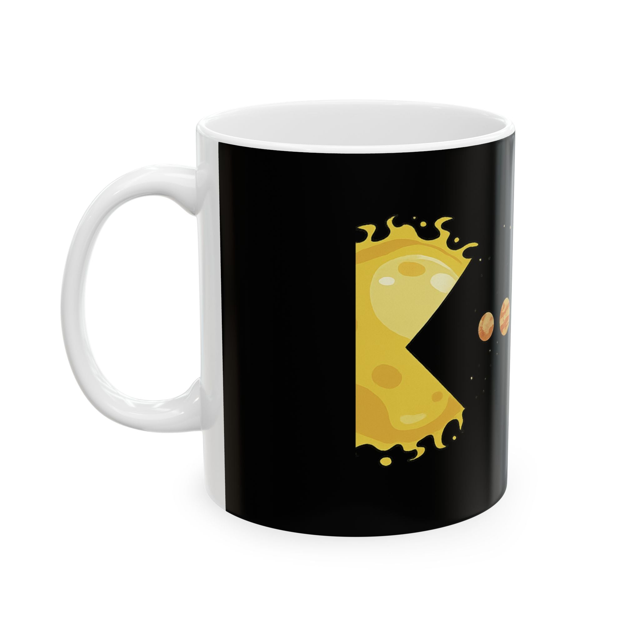 Solar System Pacman Mug — Planets & Sun Space Coffee Cup (11oz, 15oz)