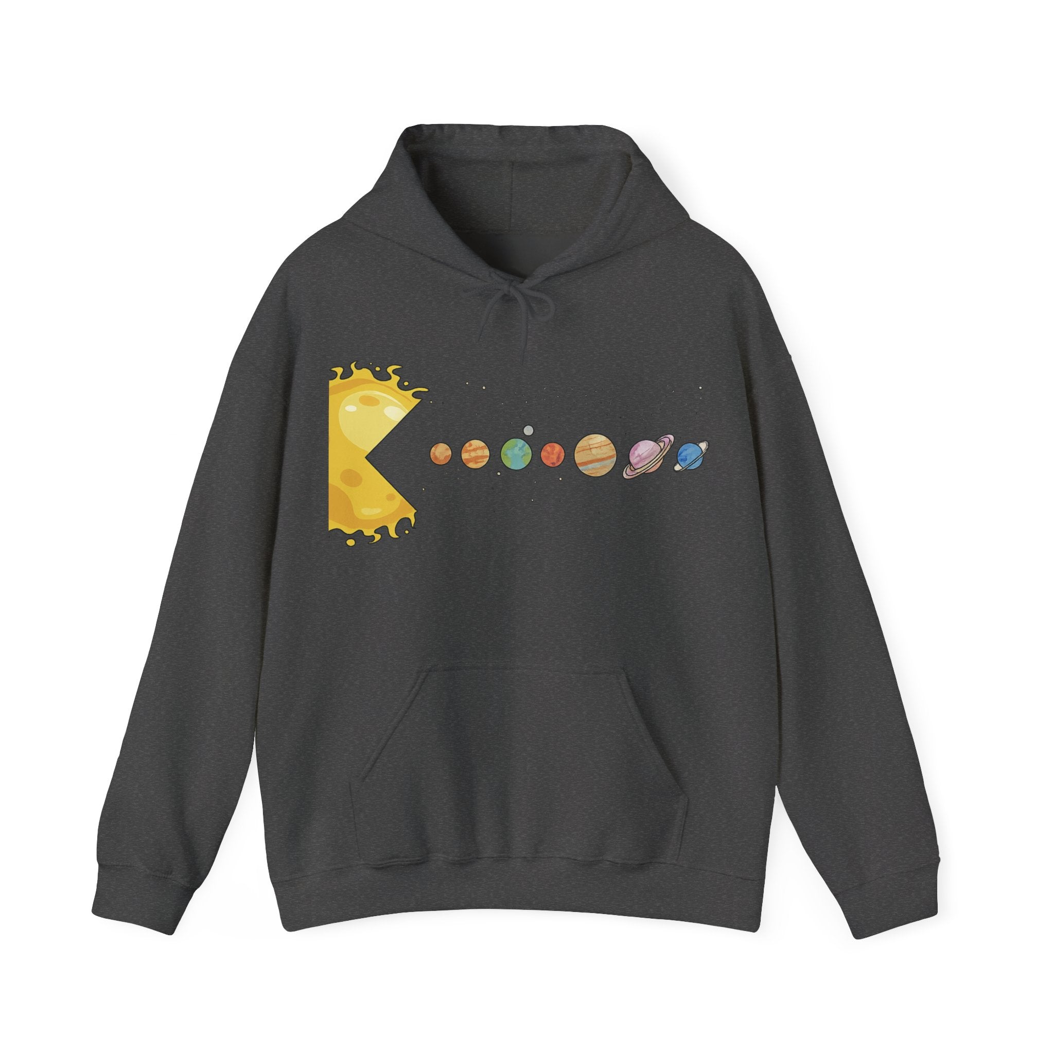 Hoodie - Cute Pac-Man Eating Solar System Graphic Hoodie
