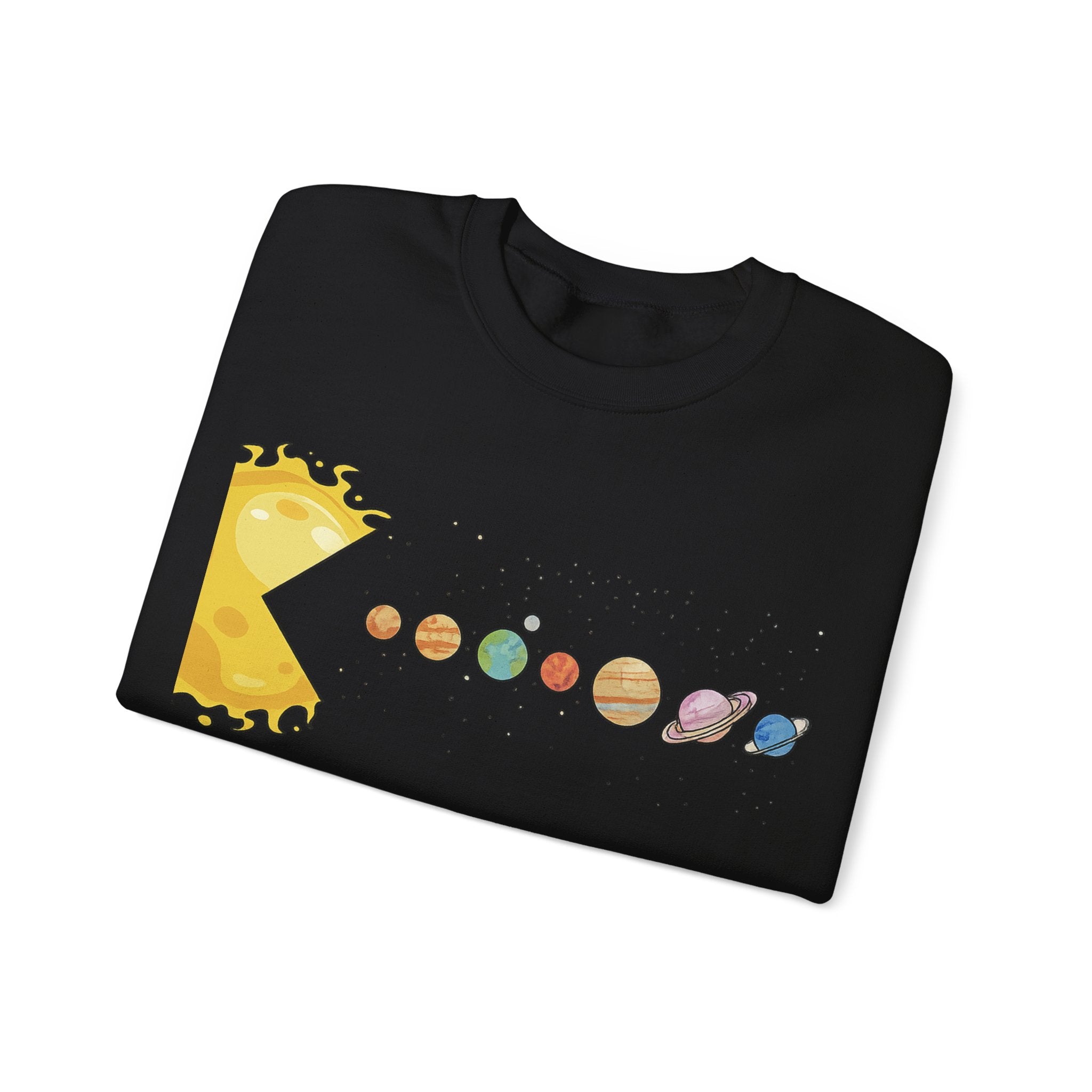 Solar Cheese Galaxy Sweatshirt — Cute Planetary Pizza Illustration Crewneck