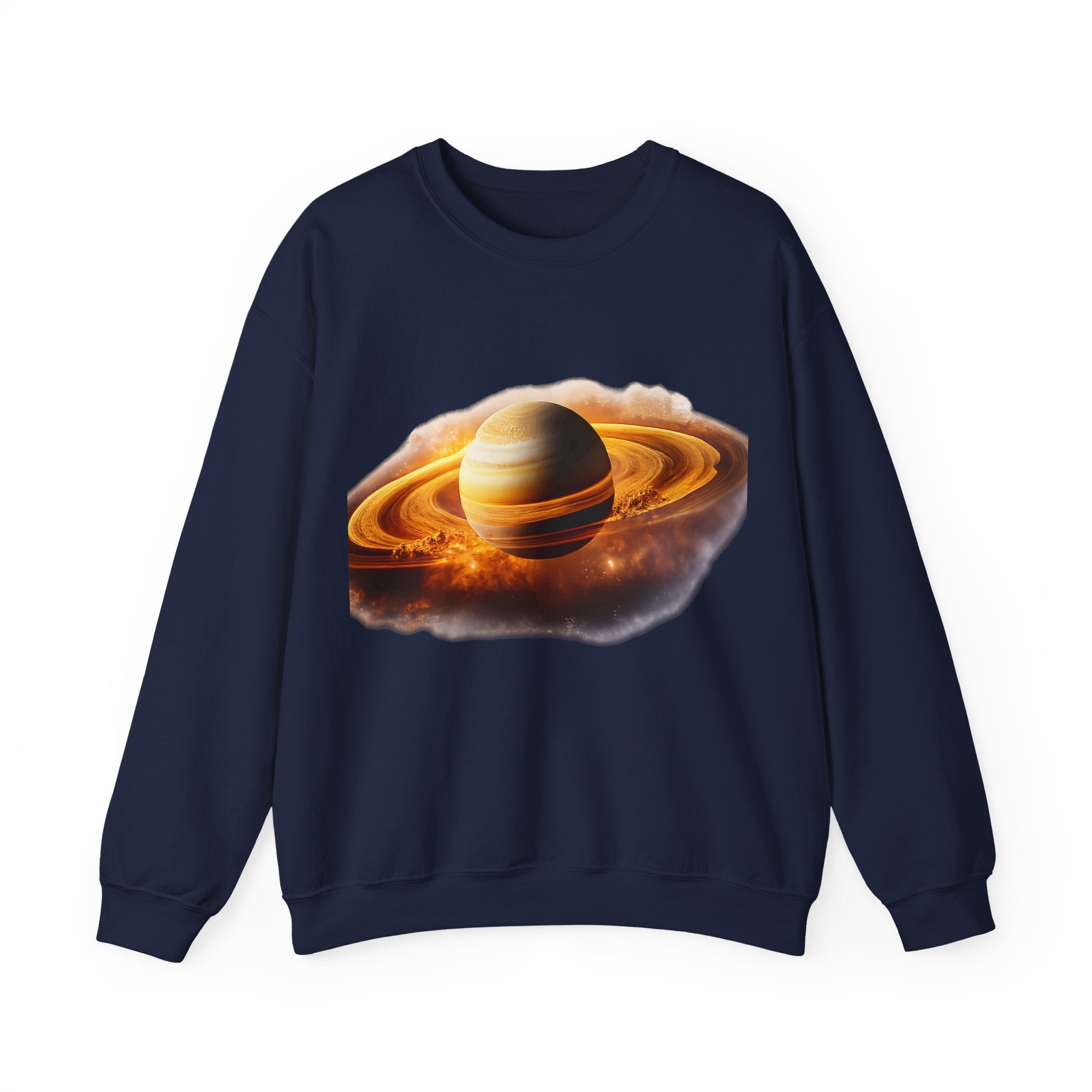 Saturn Nebula Crewneck Sweatshirt — Cosmic Planet Graphic Pullover