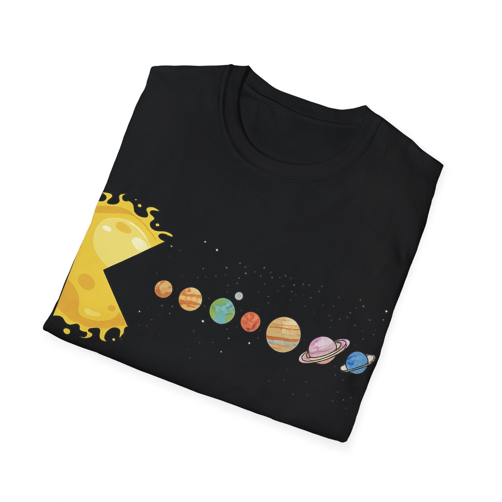 Solar System Pac-Man T-Shirt — Cute Planetary Gaming Tee