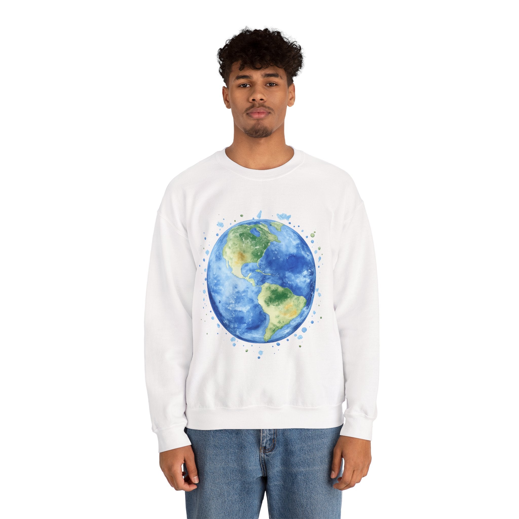Earth Watercolor Crewneck Sweatshirt