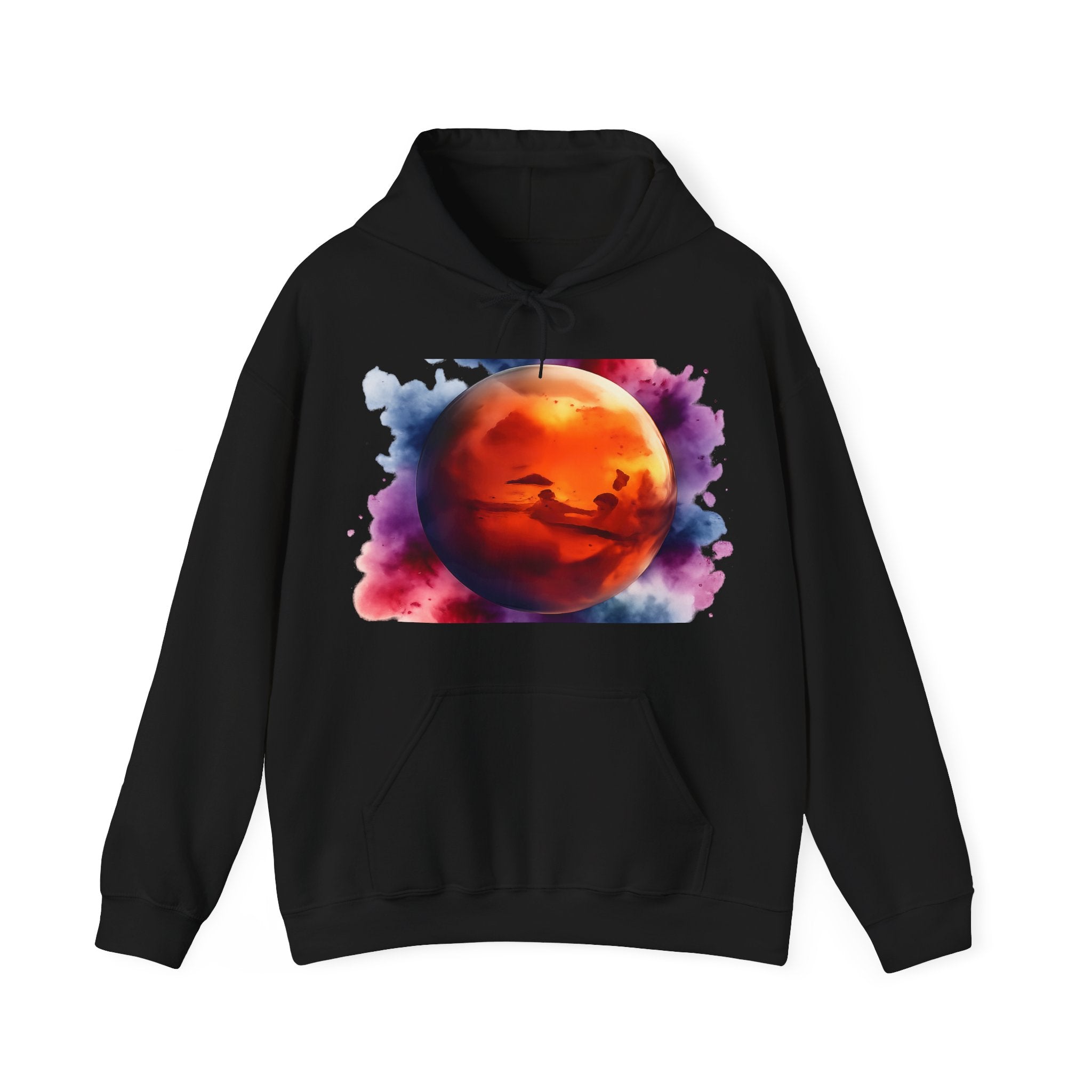 Mars Planet Pattern Hoodie — Watercolor Planet Graphic Hooded