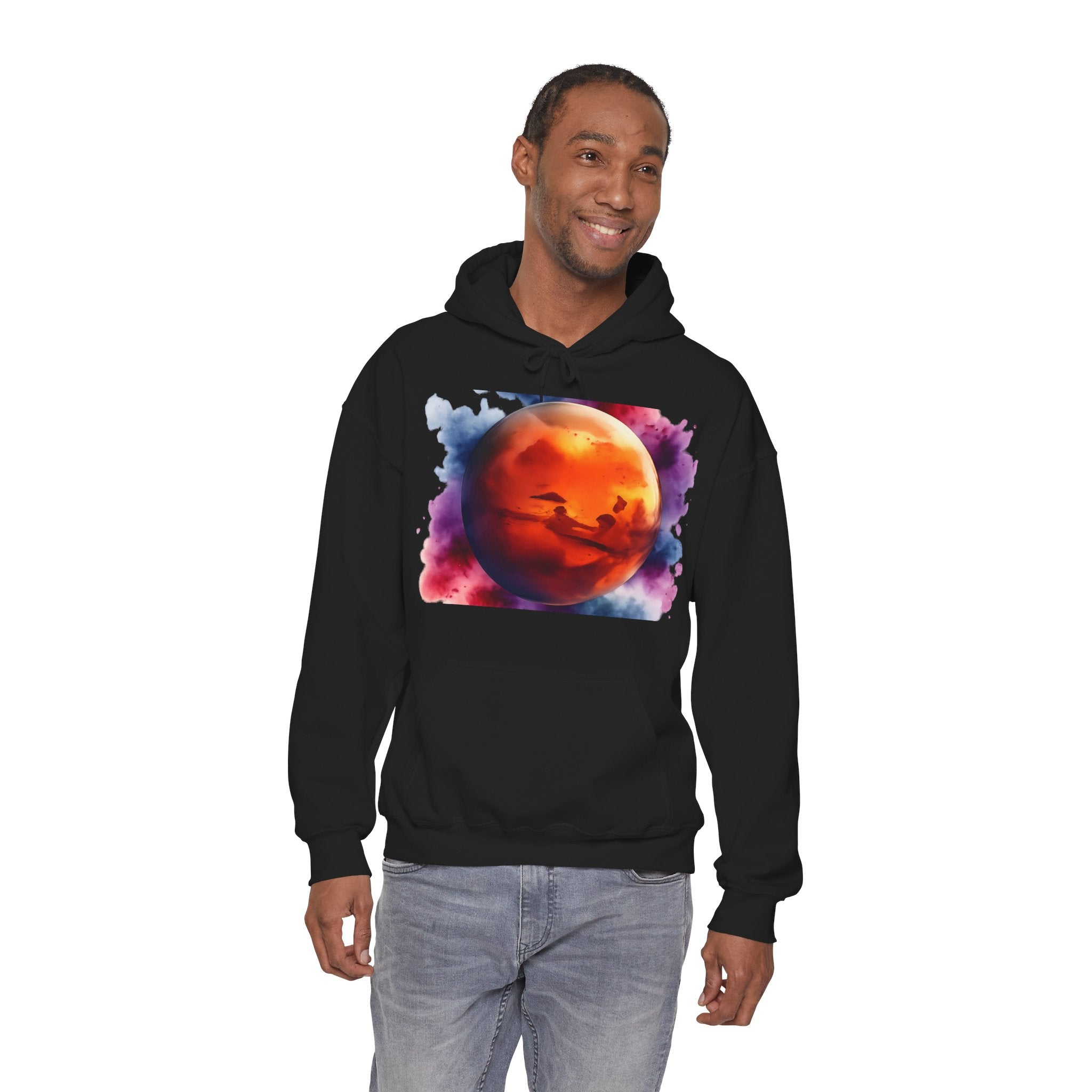 Mars Planet Pattern Hoodie — Watercolor Planet Graphic Hooded