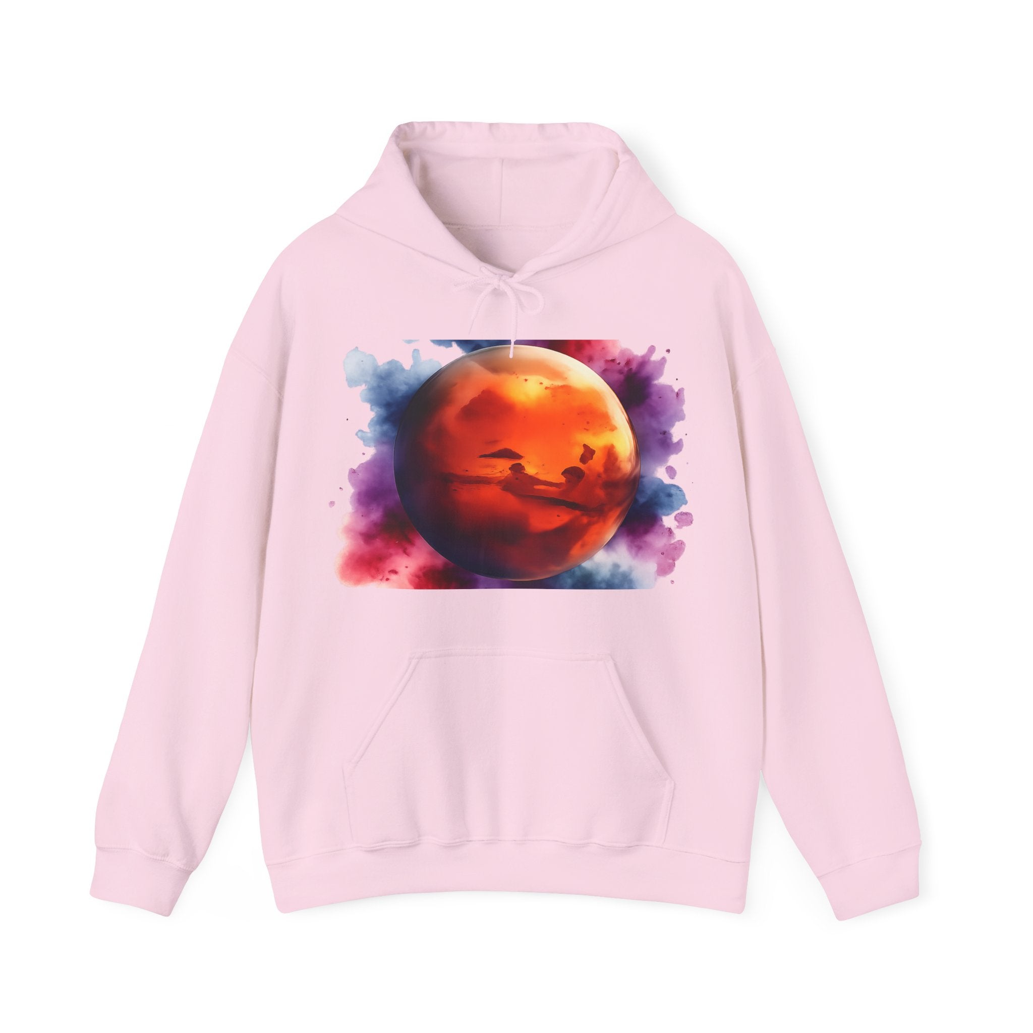 Mars Planet Pattern Hoodie — Watercolor Planet Graphic Hooded