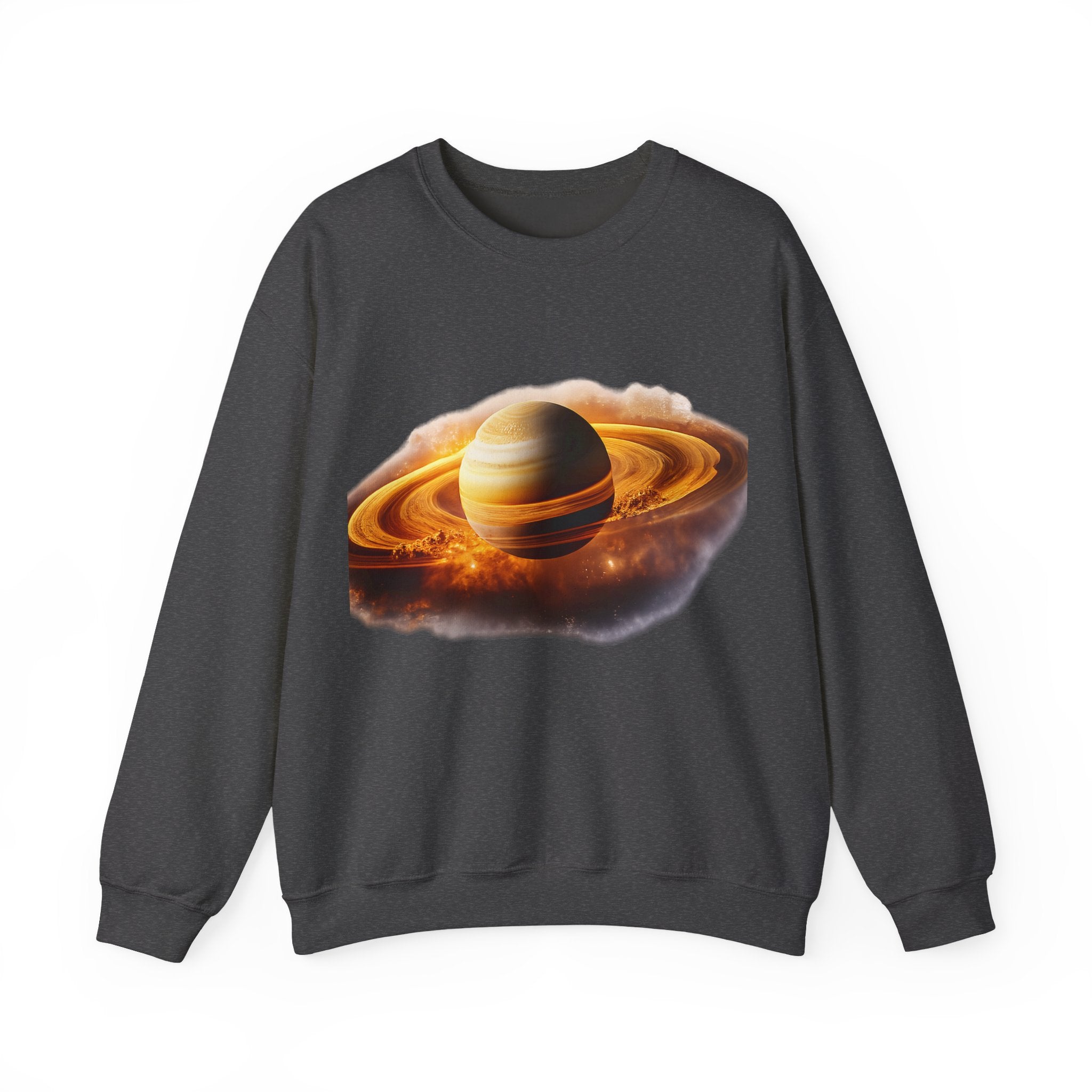 Saturn Nebula Crewneck Sweatshirt — Cosmic Planet Graphic Pullover