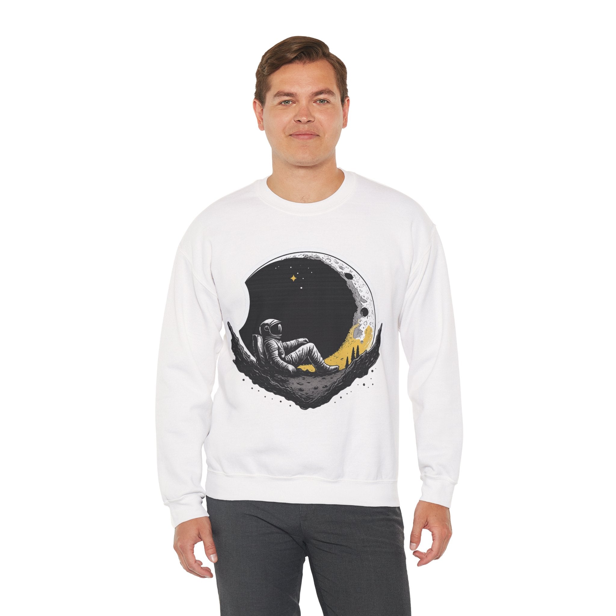 Astronaut Moon Lounge Sweatshirt — Retro Space Explorer Crewneck