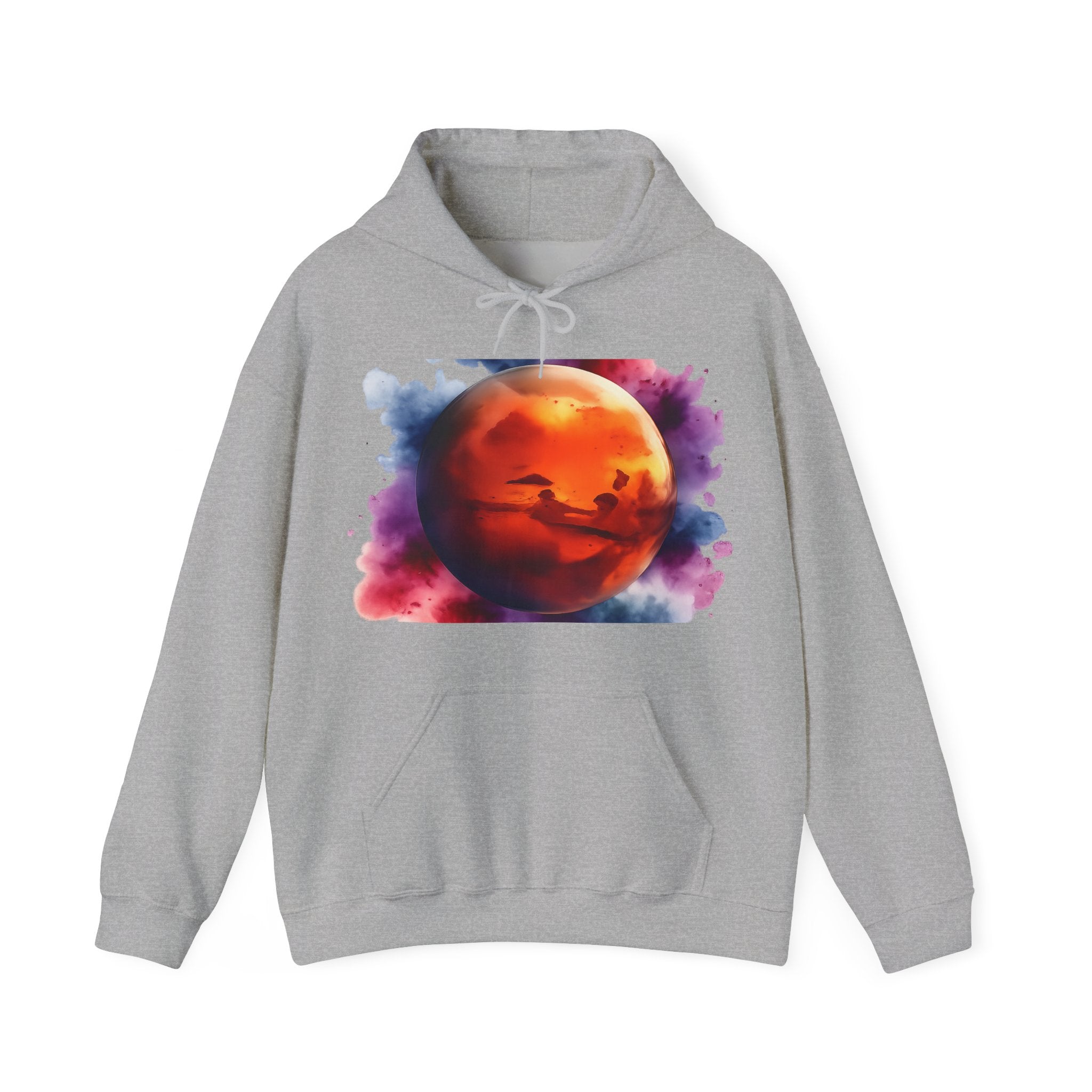 Mars Planet Pattern Hoodie — Watercolor Planet Graphic Hooded