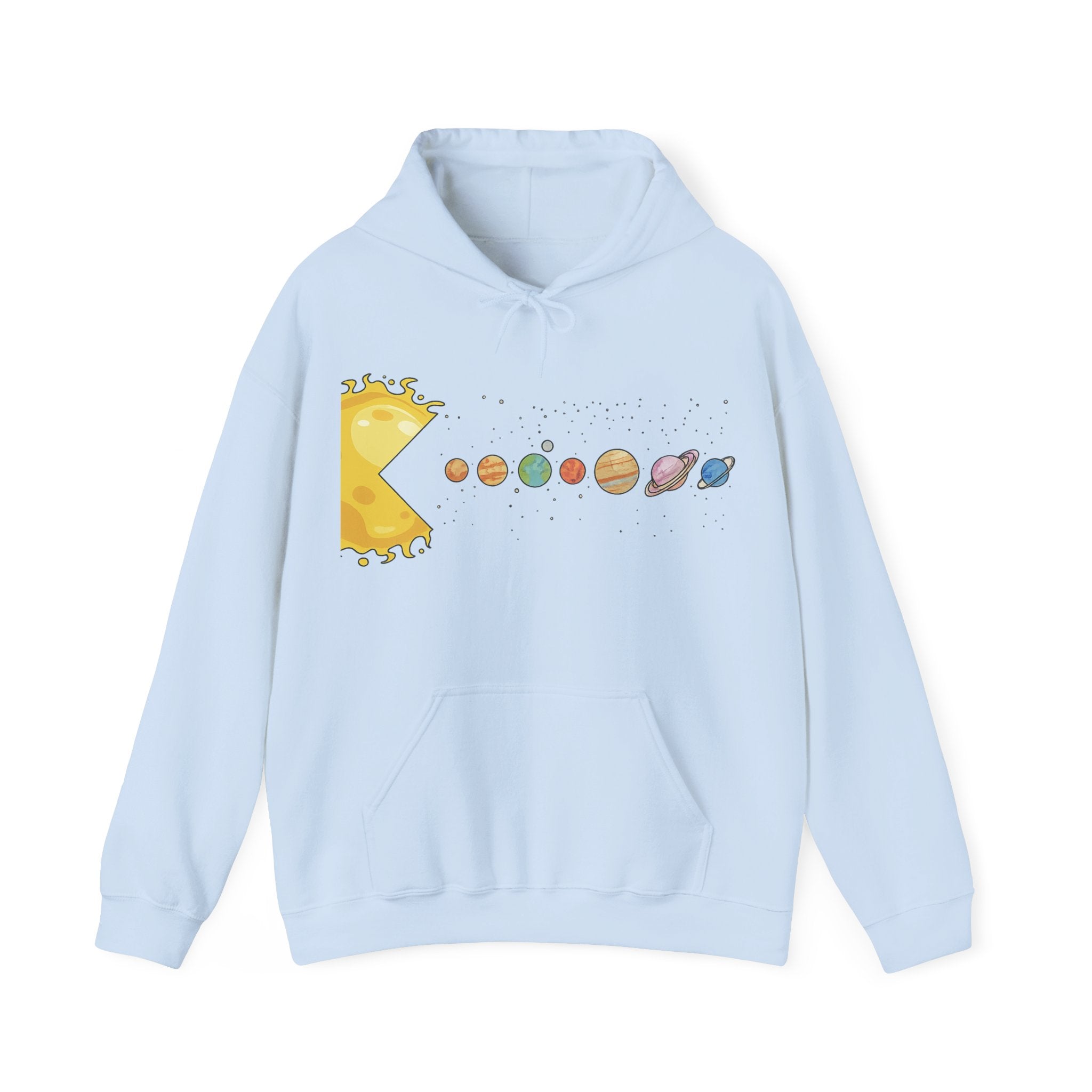 Hoodie - Cute Pac-Man Eating Solar System Graphic Hoodie