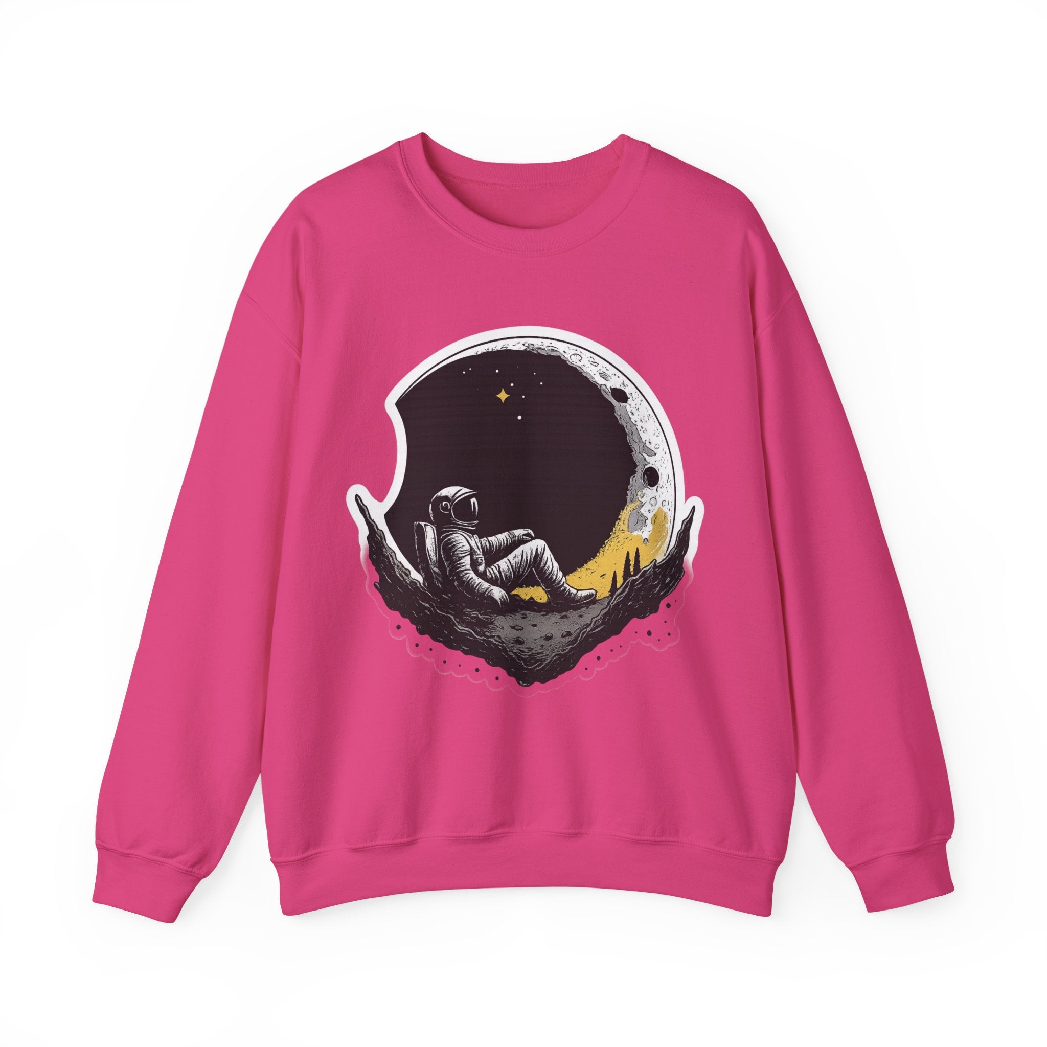 Astronaut Moon Lounge Sweatshirt — Retro Space Explorer Crewneck