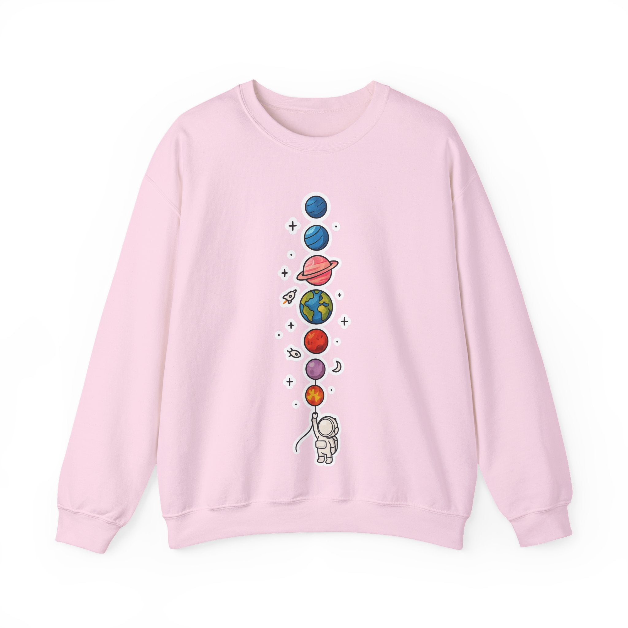 Astronaut & Planets Crewneck Sweatshirt — Cute Space Galaxy Graphic