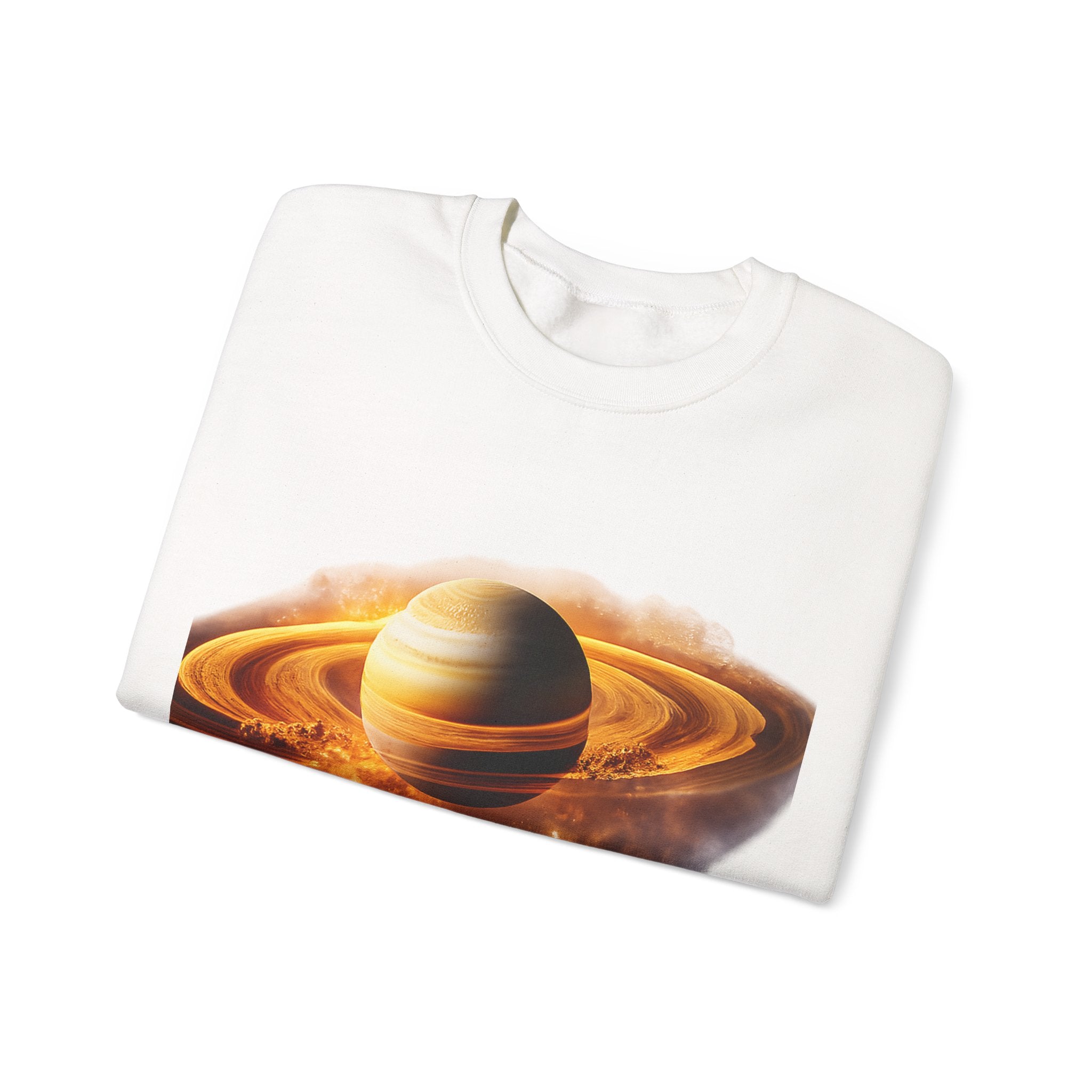 Saturn Nebula Crewneck Sweatshirt — Cosmic Planet Graphic Pullover