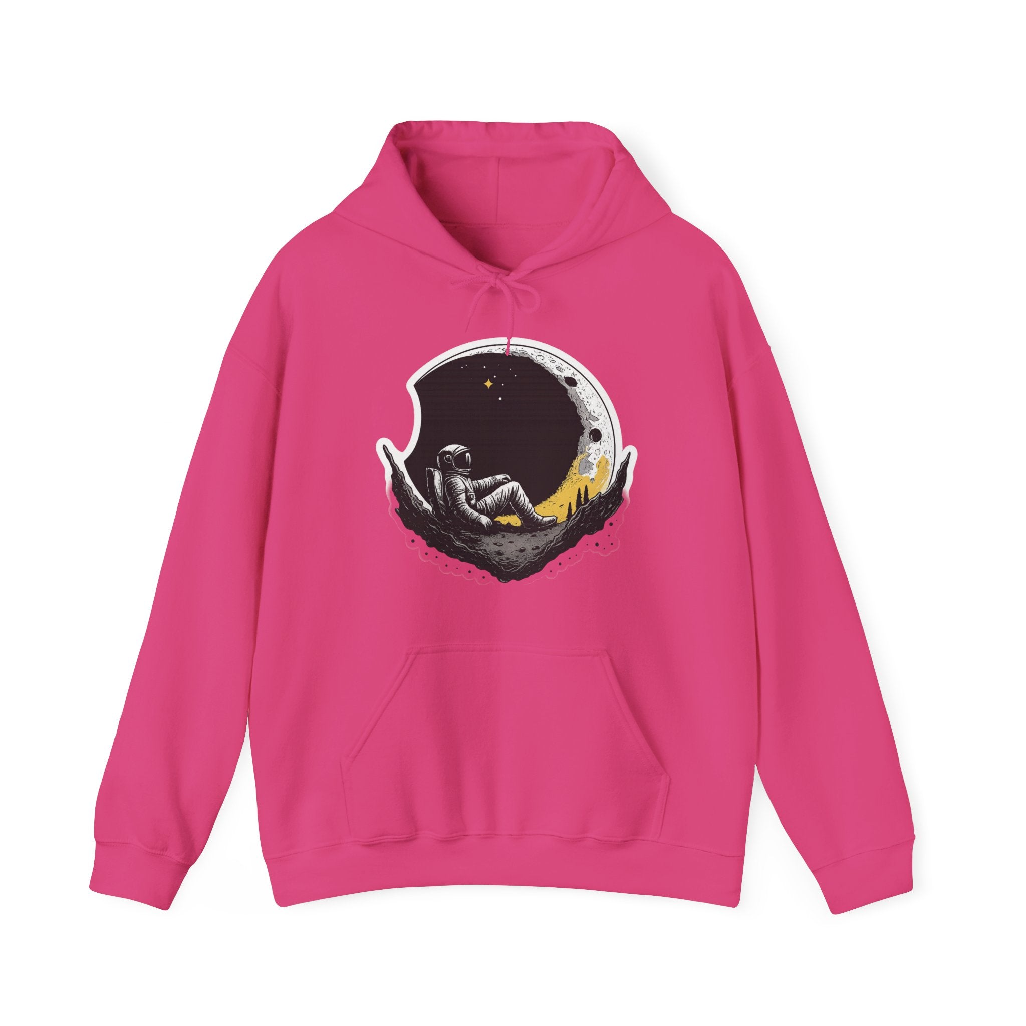 Moon Dreamer Hoodie — Astronaut Sleeping on Crescent Moon Graphic Pullover