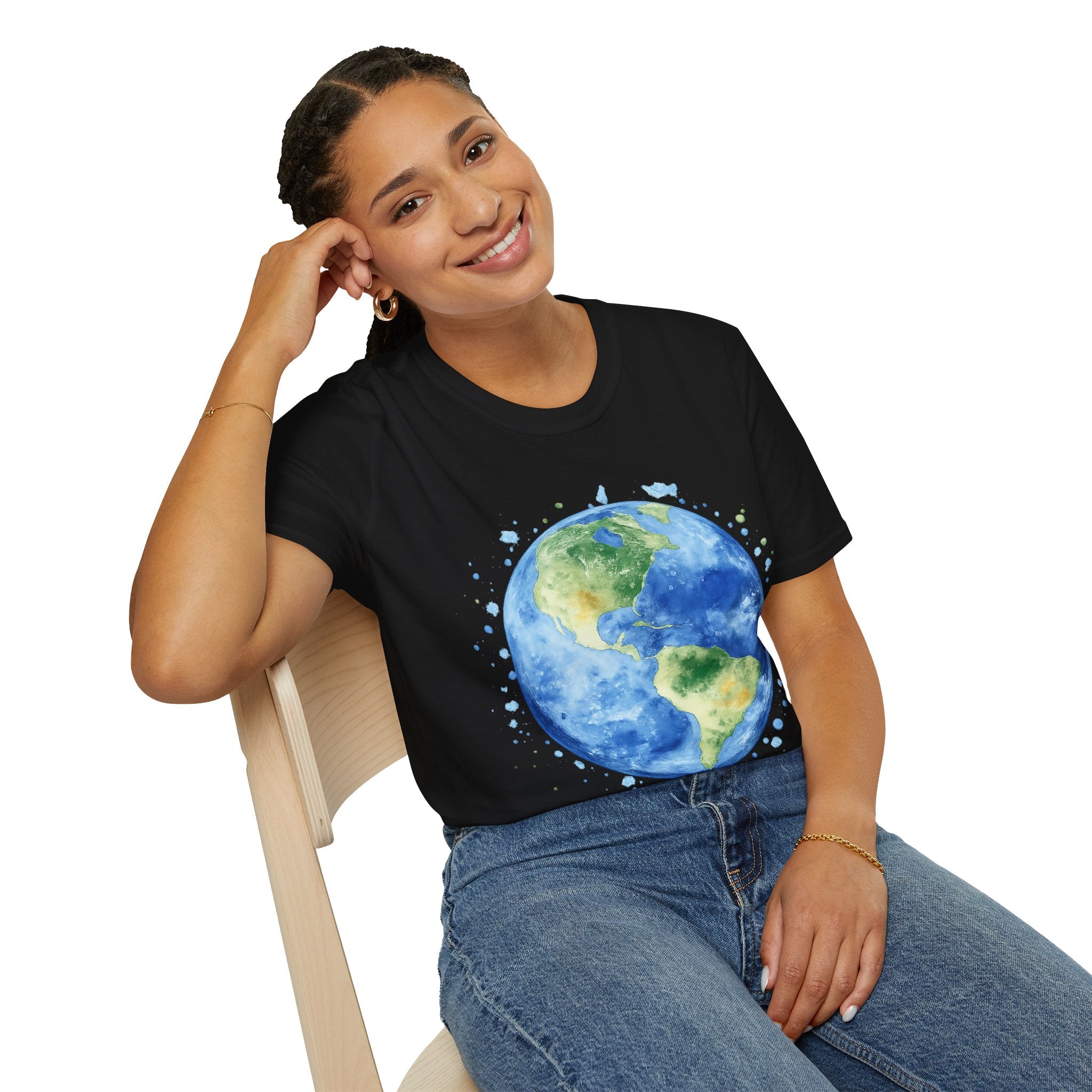 Earth Watercolor T-Shirt — Planet Earth Graphic Tee for Nature Lovers