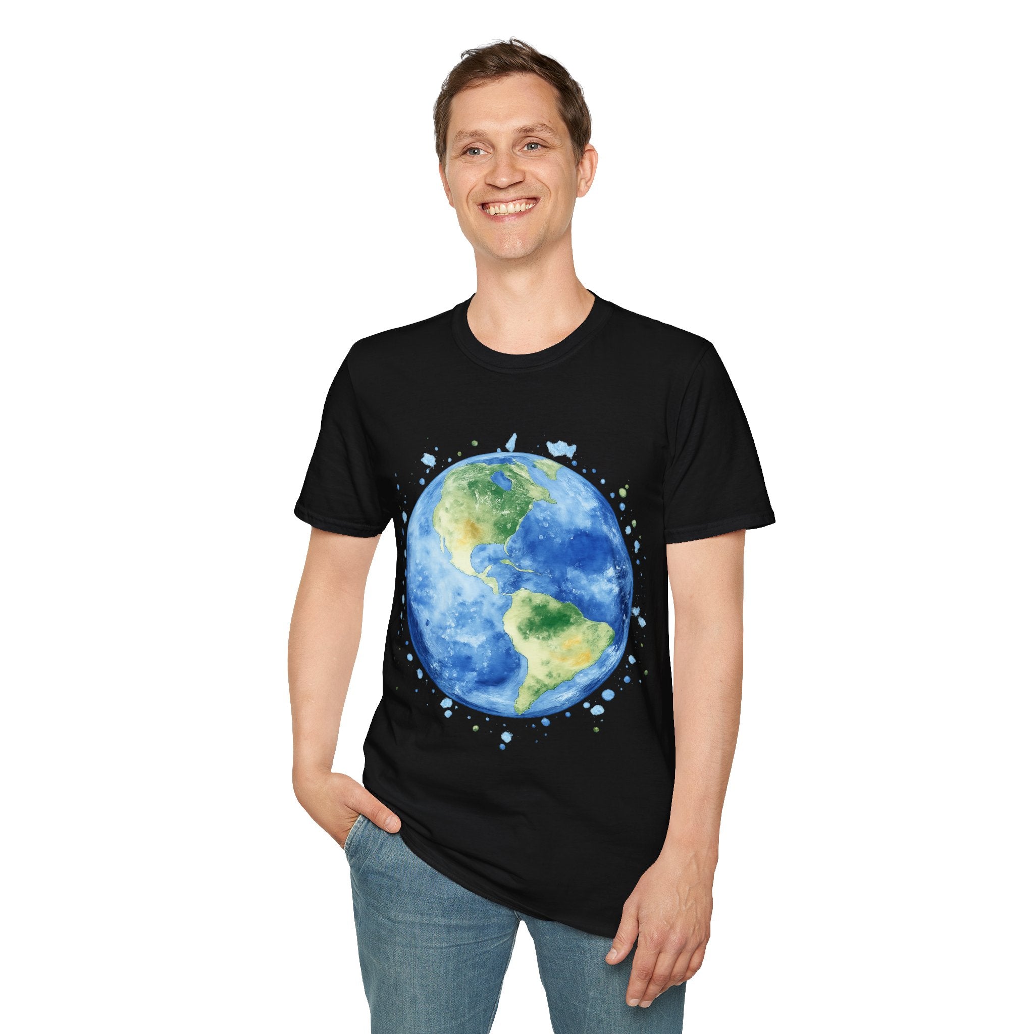 Earth Watercolor T-Shirt — Planet Earth Graphic Tee for Nature Lovers